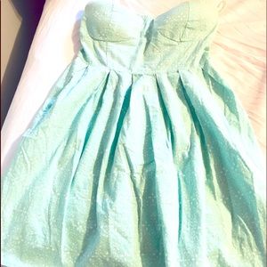 Strapless blue dress